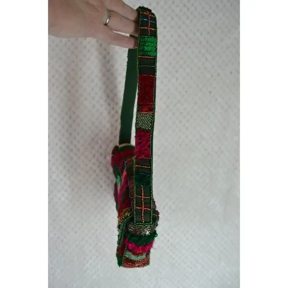 Anthropologie The Fiona Beaded Bag Holiday Plaid Edition - Picture 9 of 16